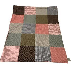 Trend Lab Blanket Baby Crib Reversible Chevon Polka Dot Check Cotton/Polyester